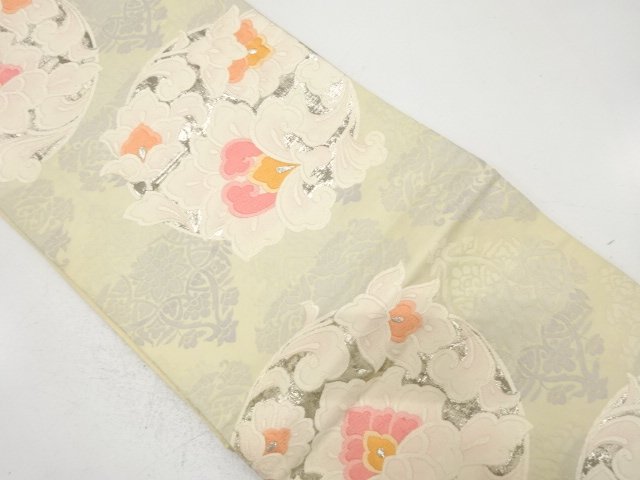 JAPANESE KIMONO / ANTIQUE FUKURO OBI / WOVEN FLOWER